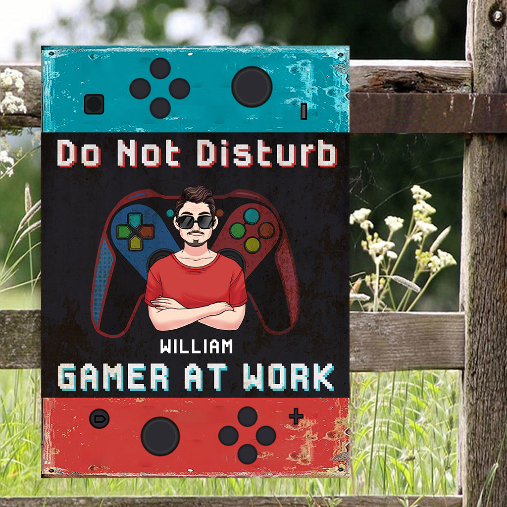 Do Not Disturb Gamer At Work - Personalized Video Game Rectangle Metal Sign
