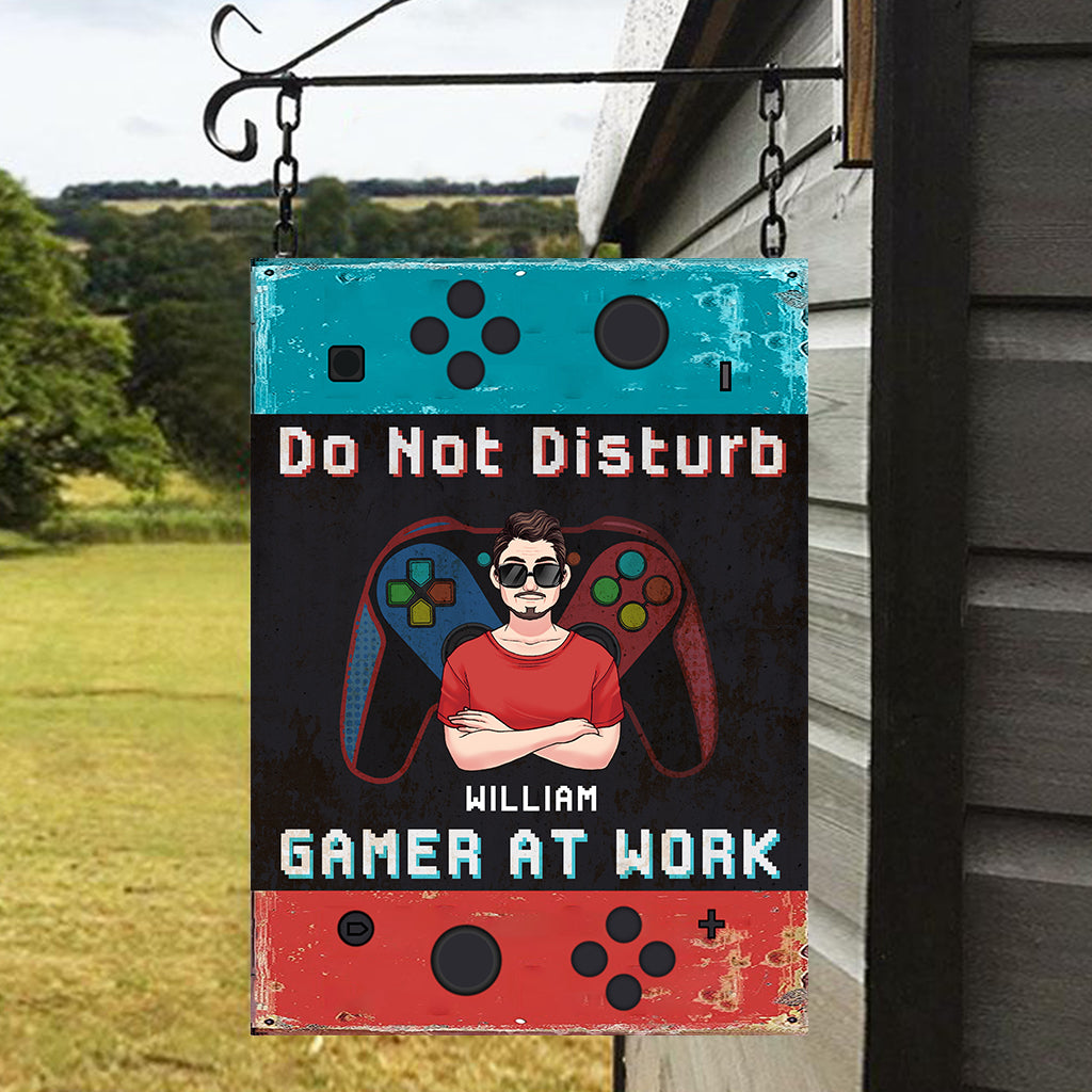 Do Not Disturb Gamer At Work - Personalized Video Game Rectangle Metal Sign