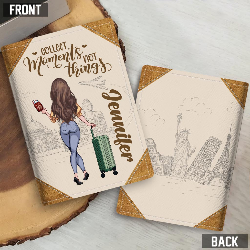 Collect Moments Not Things - Travelling gift for mom, daughter, granddaughter, wife, girlfriend, friend - Personalized Passport Holder