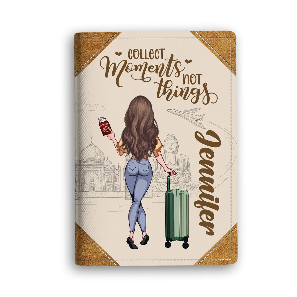 Collect Moments Not Things - Travelling gift for mom, daughter, granddaughter, wife, girlfriend, friend - Personalized Passport Holder