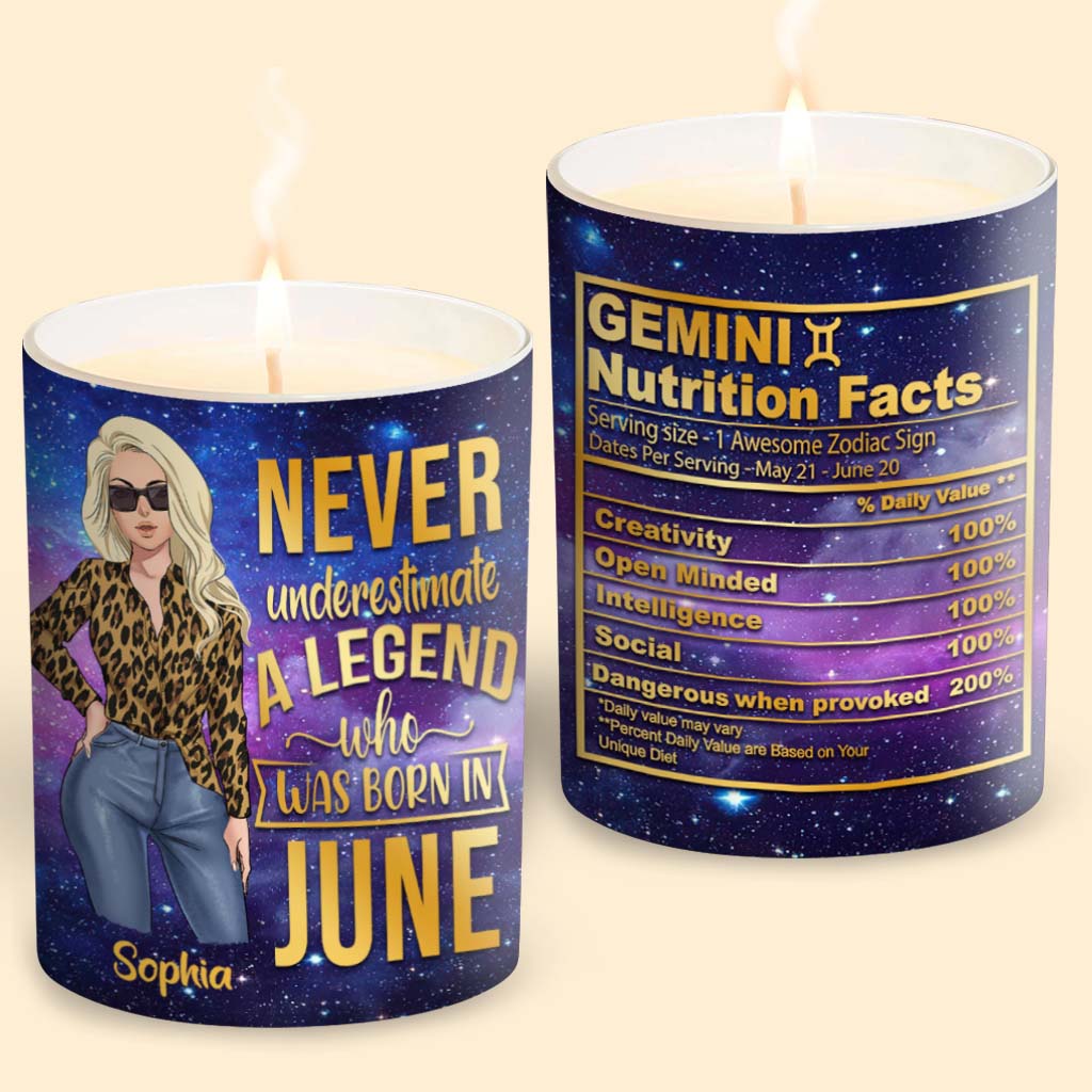 Discover Never Undersestimate A Legend - Personalized Horoscope Lover Scented Candle