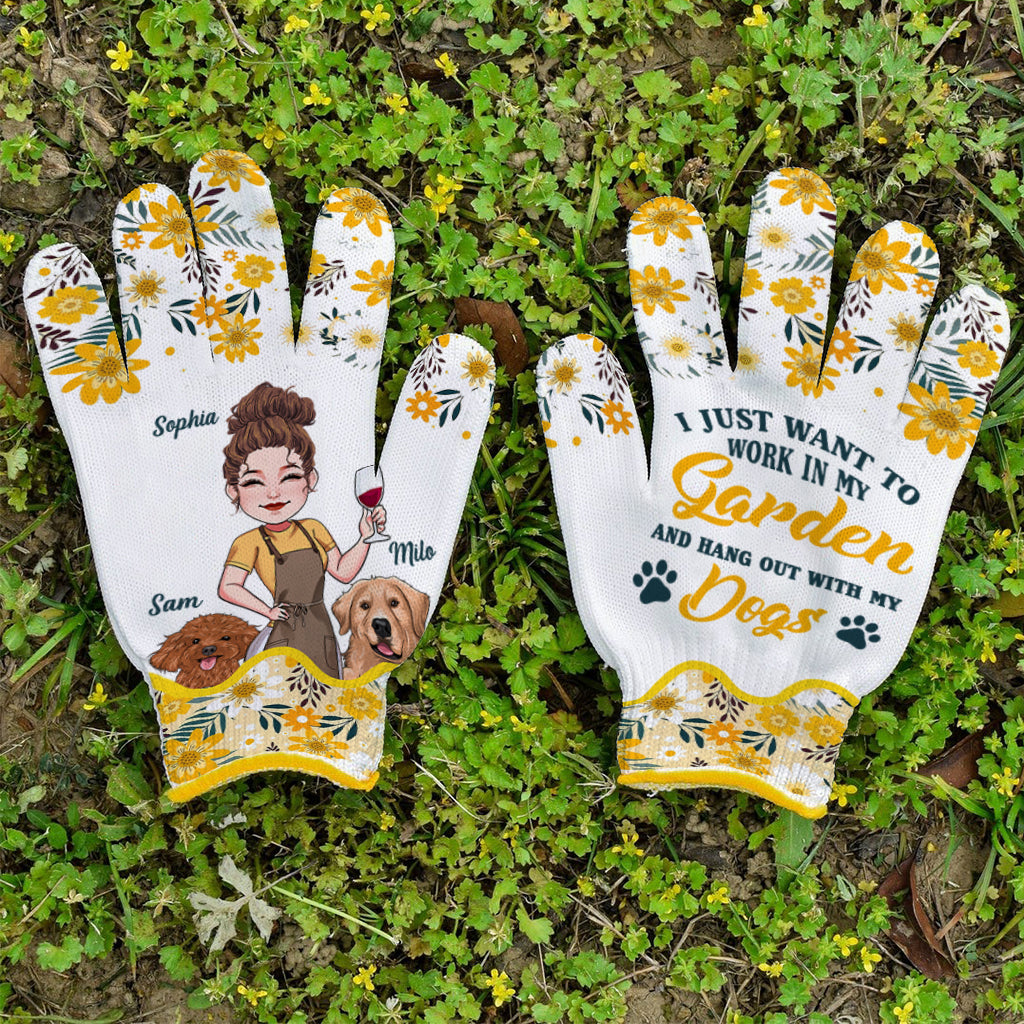 I Just Want To Work In My Garden And Hang Out - Personalized Gardening Garden Gloves