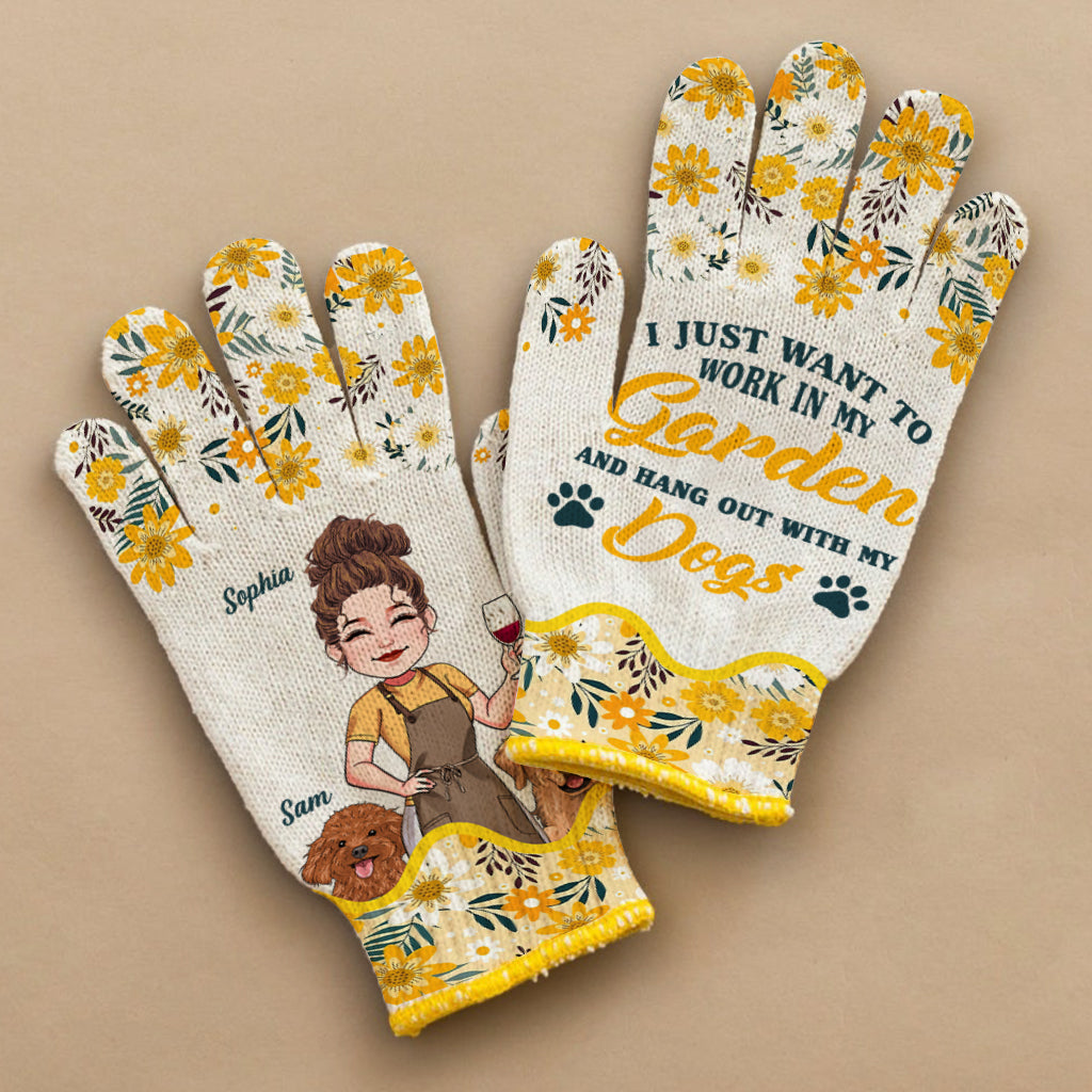 I Just Want To Work In My Garden And Hang Out - Personalized Gardening Garden Gloves