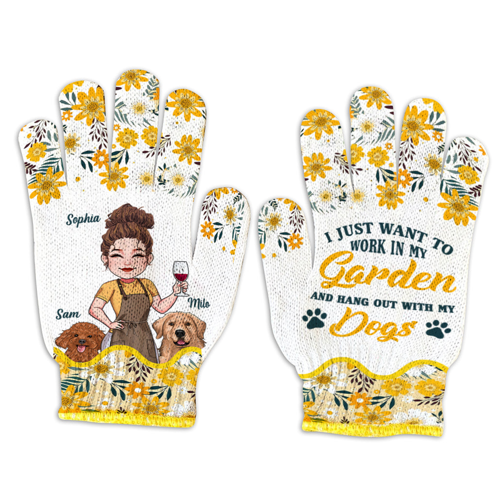 I Just Want To Work In My Garden And Hang Out - Personalized Gardening Garden Gloves