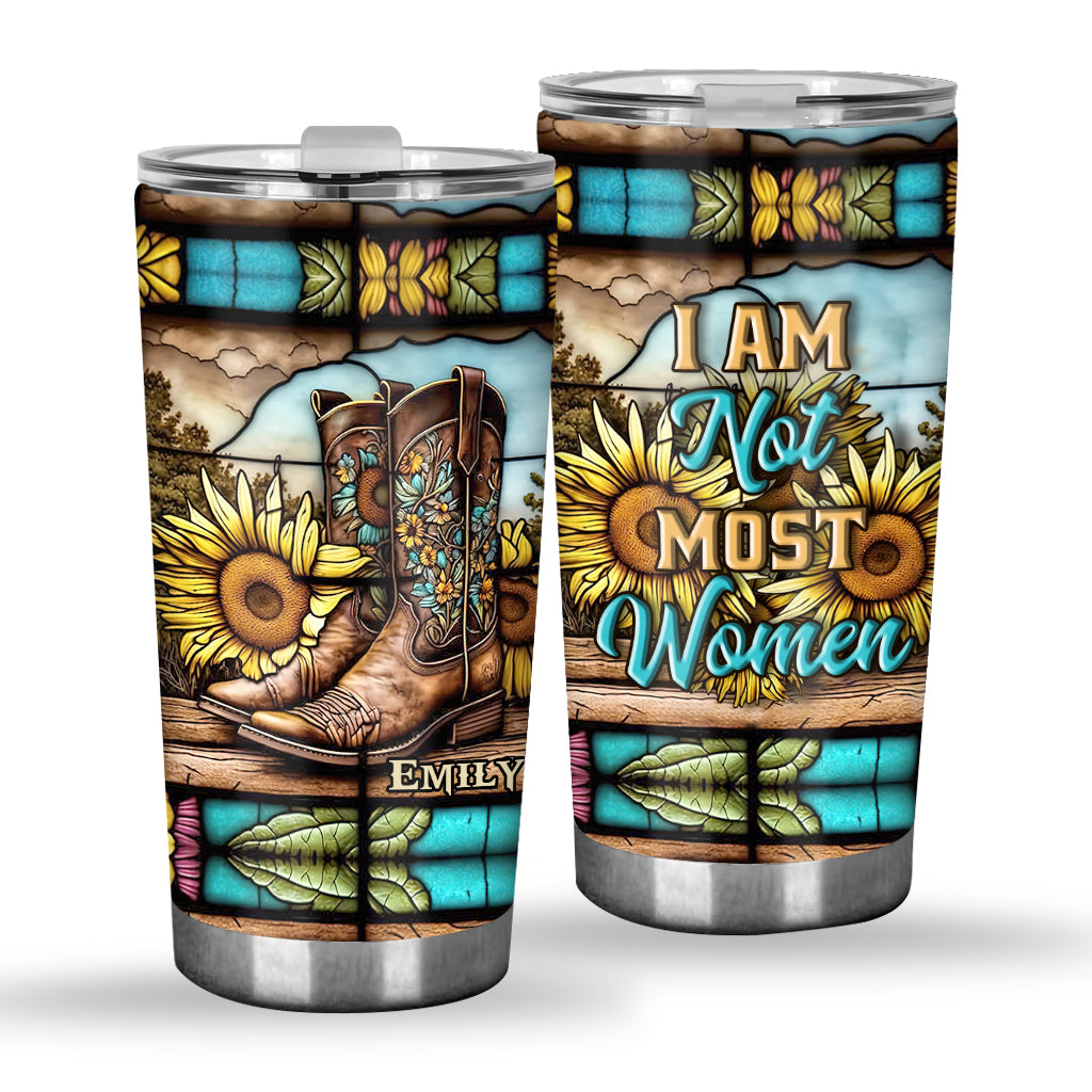 I Am Not Most Women Sunflower Stained Glass - Personalized Horse Tumbler