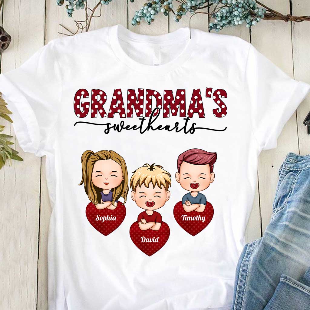 Grandma's Sweethearts - Personalized Valentine Grandma T-shirt and Hoodie