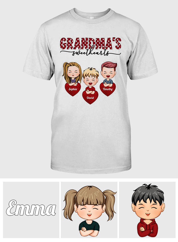 Grandma's Sweethearts - Personalized Valentine Grandma T-shirt and Hoodie