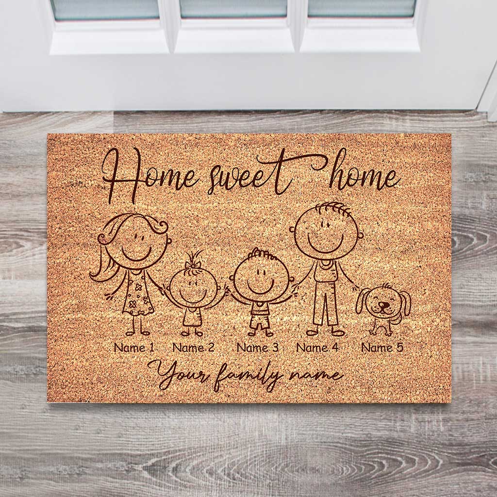 Home Sweet Home - Personalized Mother's Day Father's Day Family Doormat With Coir Pattern Print