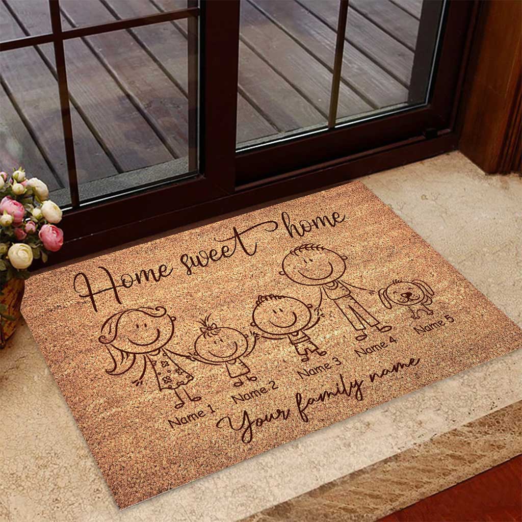 Home Sweet Home - Personalized Mother's Day Father's Day Family Doormat With Coir Pattern Print