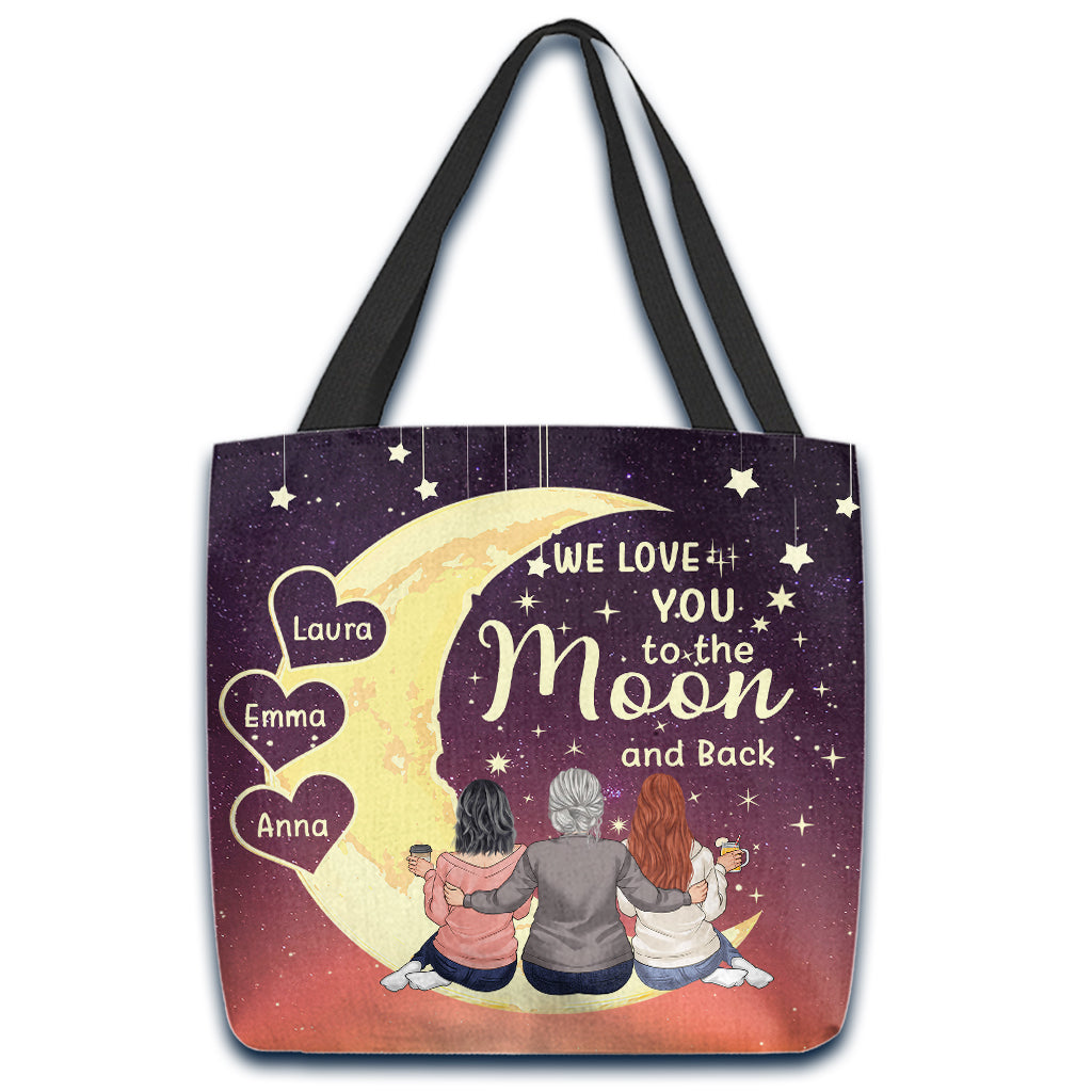 To The Moon And Back - Gift for grandma, mom, daughter, granddaughter - Personalized Tote Bag