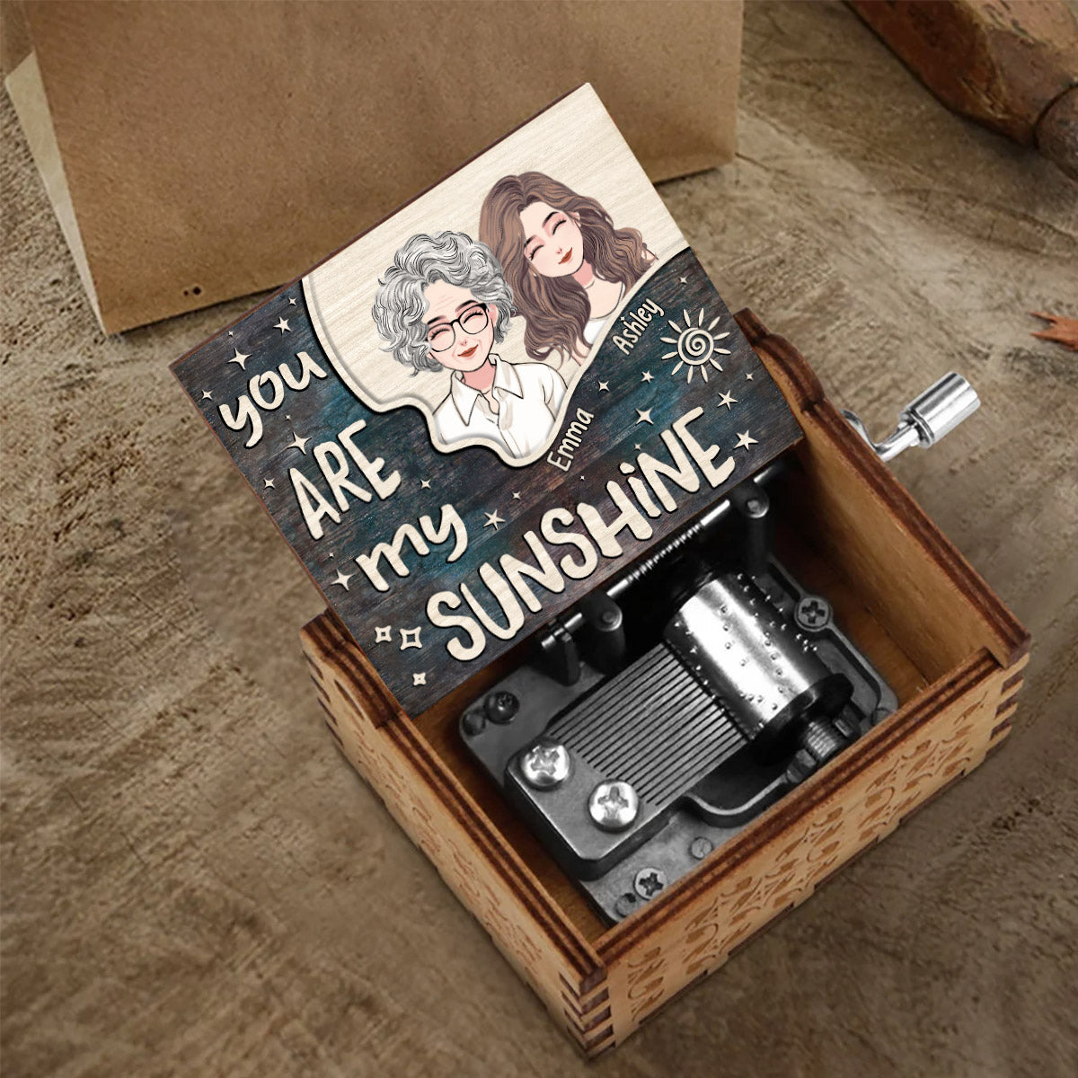 You Are My Sunshine - Personalized Mother's Day Mother Hand Crank Music Box