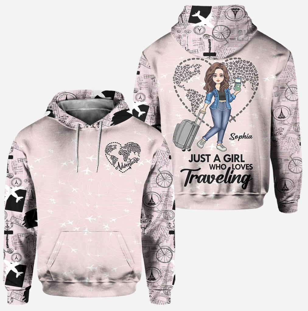 Just A Girl Who Loves Traveling - Personalized Travelling Hoodie and Leggings