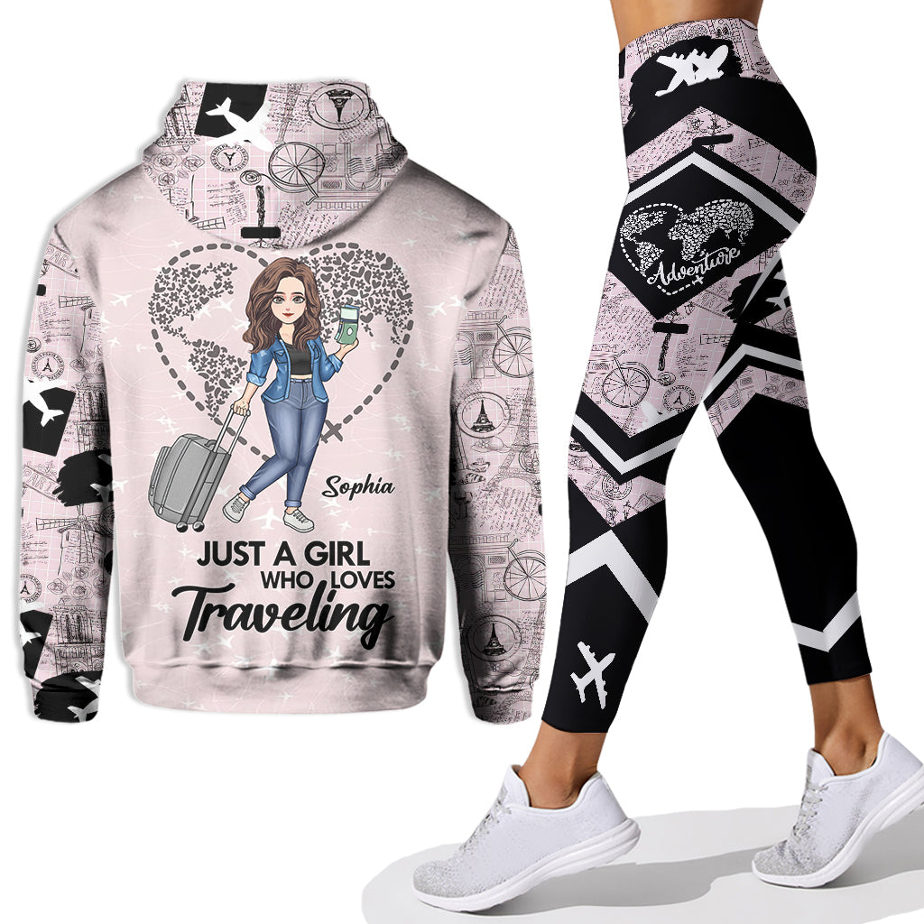 Just A Girl Who Loves Traveling - Personalized Travelling Hoodie and Leggings