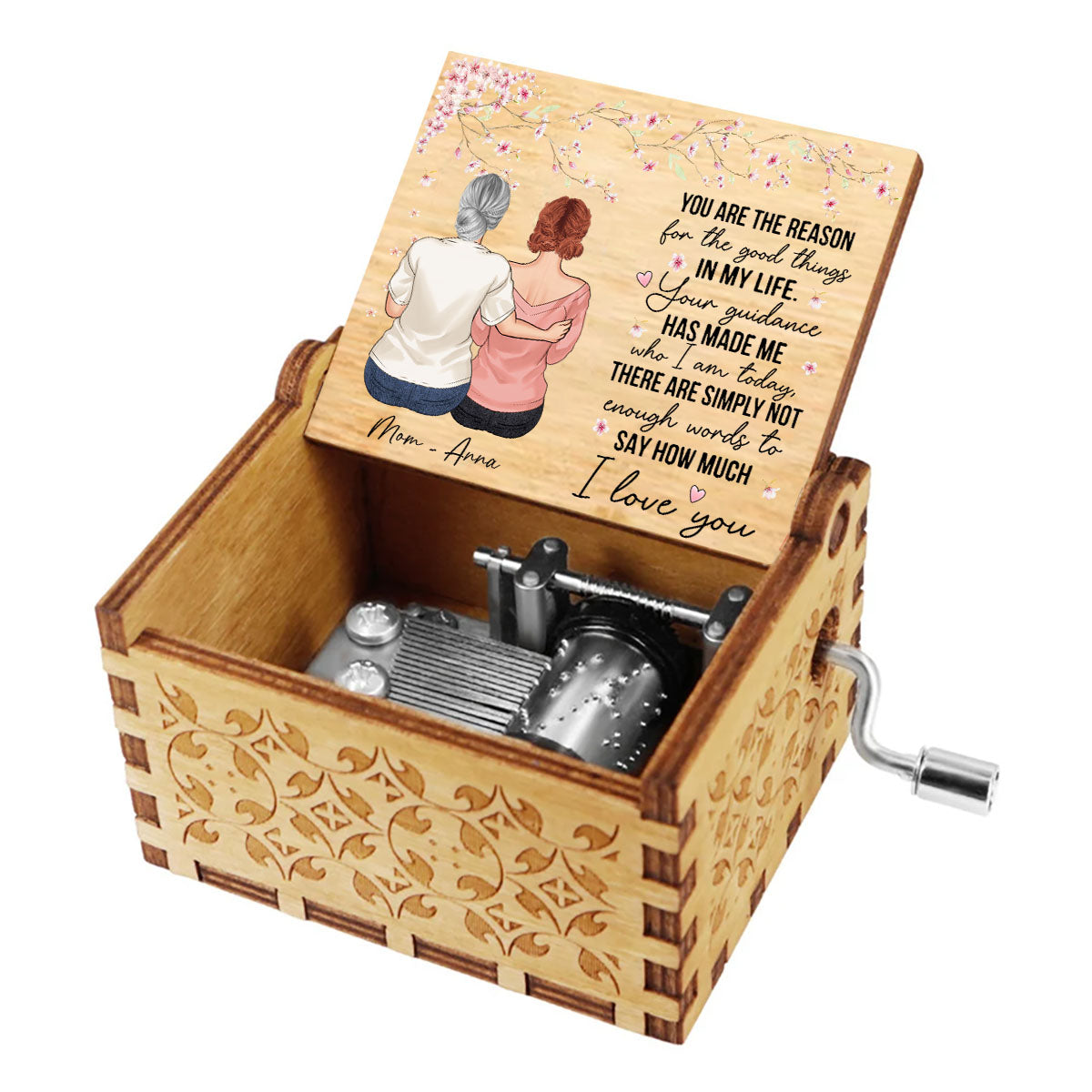 You Are The Reason - Gift for mom, grandma - Personalized Hand Crank Music Box