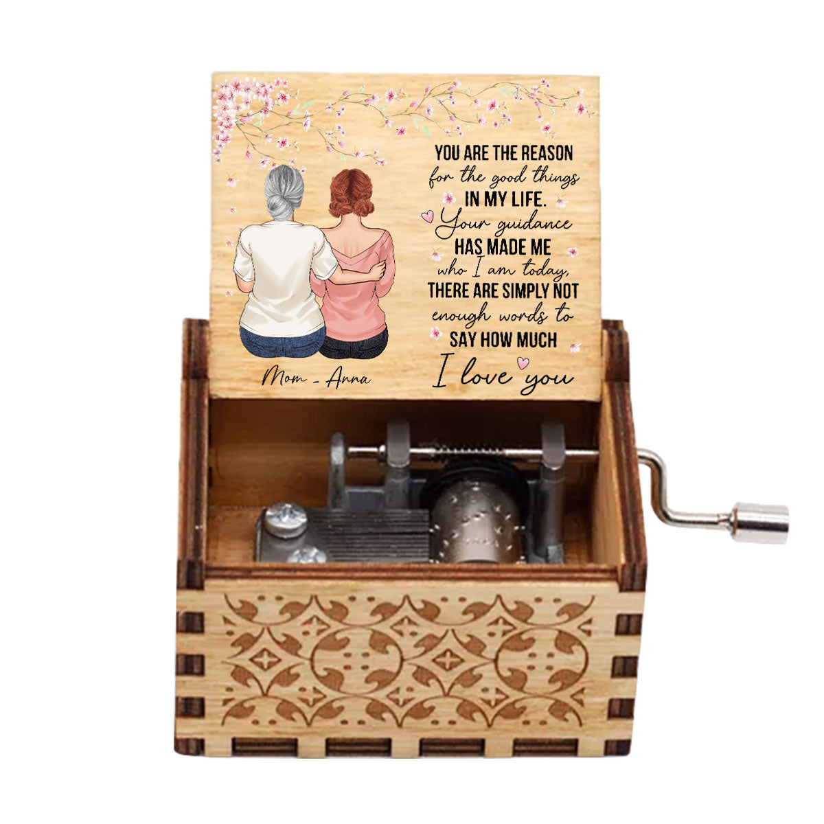 You Are The Reason - Gift for mom, grandma - Personalized Hand Crank Music Box