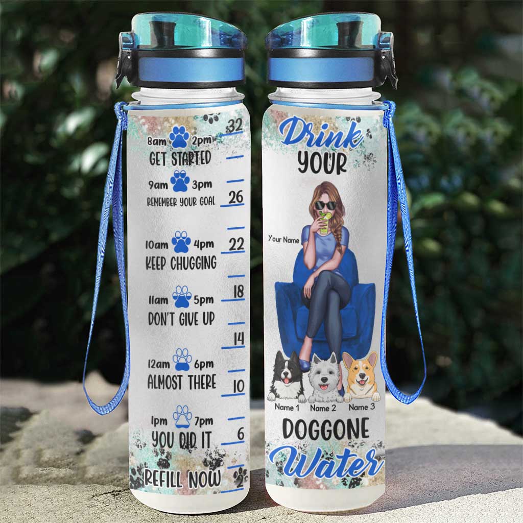 Drink Your Doggone Water - Personalized Dog Water Tracker Bottle