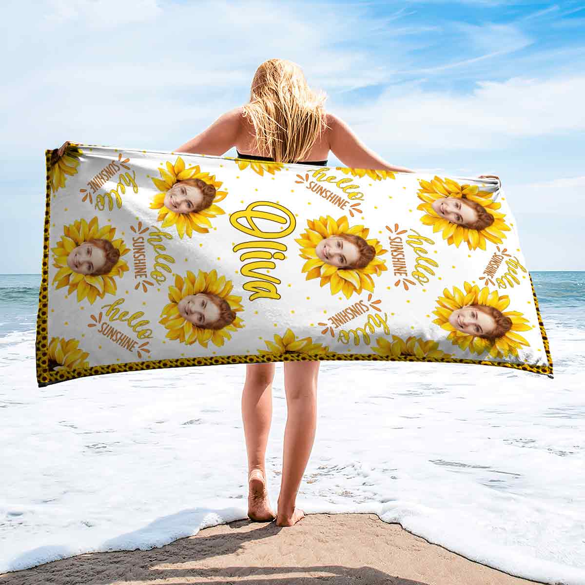 Hello Sunshine - Personalized Sea Lover Beach Towel