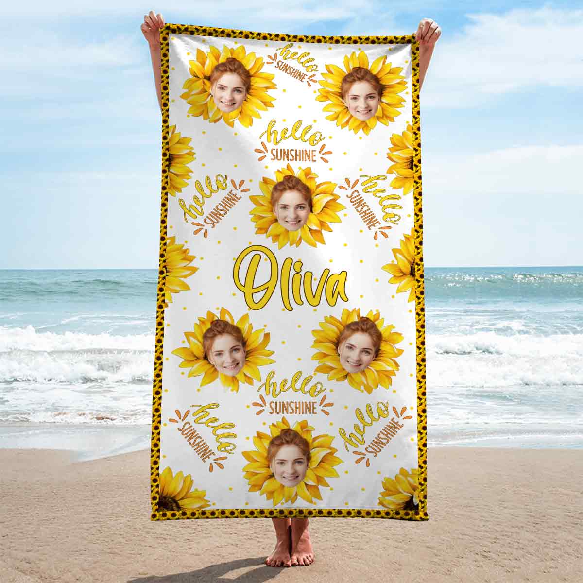 Hello Sunshine - Personalized Sea Lover Beach Towel