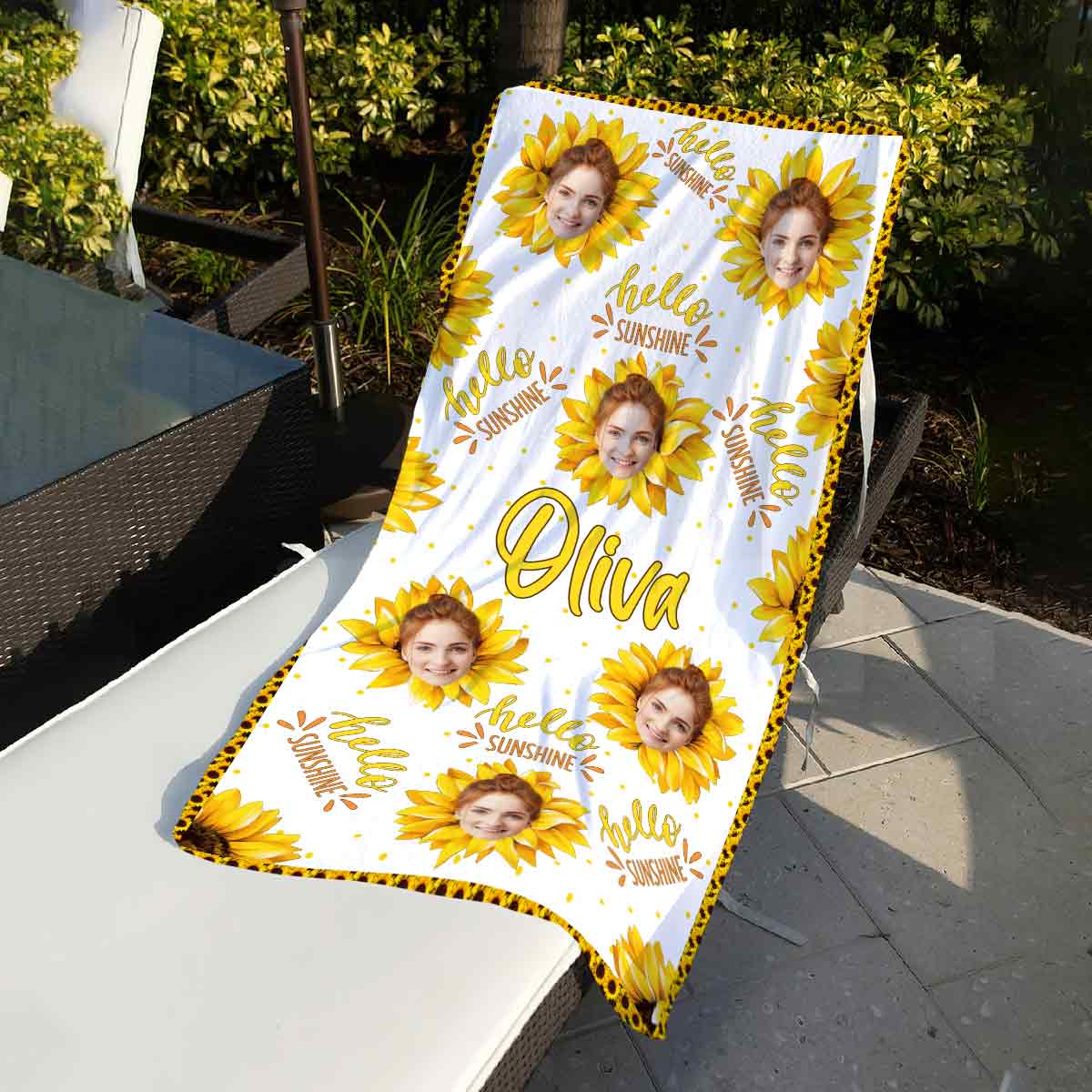 Hello Sunshine - Personalized Sea Lover Beach Towel