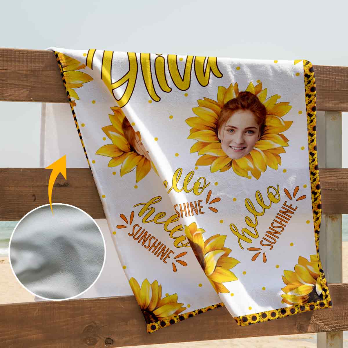 Hello Sunshine - Personalized Sea Lover Beach Towel