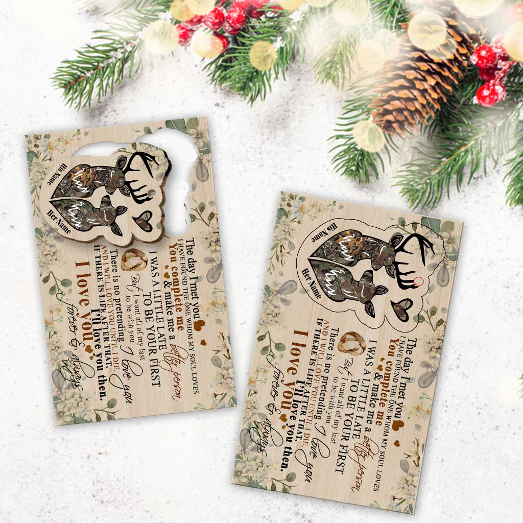 To My Wife - Personalized Christmas Hunting Wooden Card Pop Out Ornament