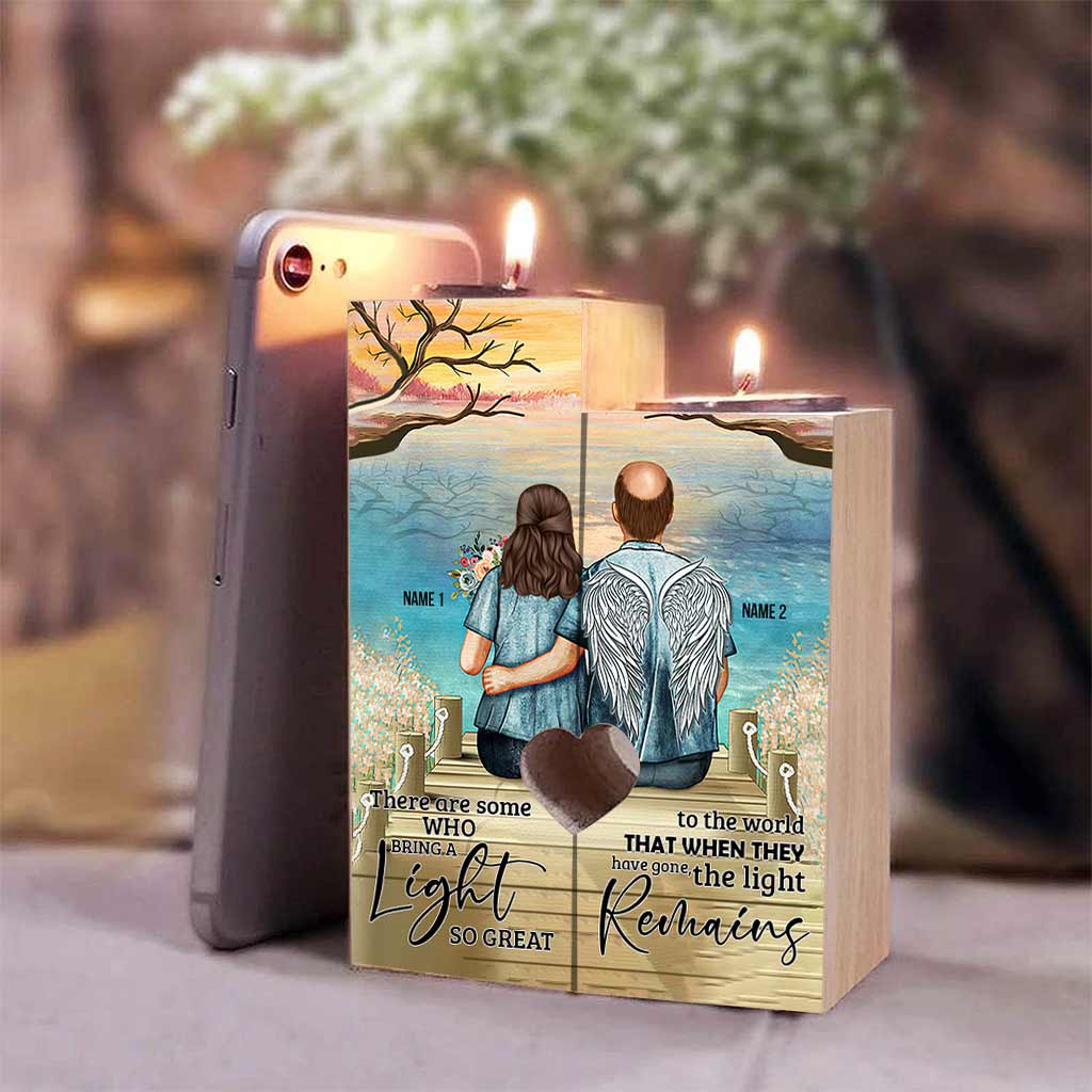 Memorial Gift Love In Heaven - Personalized Couple Candle Holder