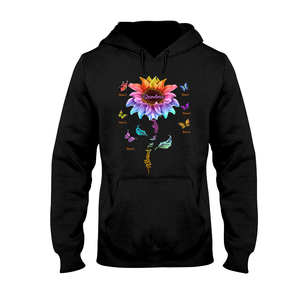 Blessed To Be Called Grandma Colorful Sunflower With Butterflies - Personalized Mother's Day T-shirt and Hoodie