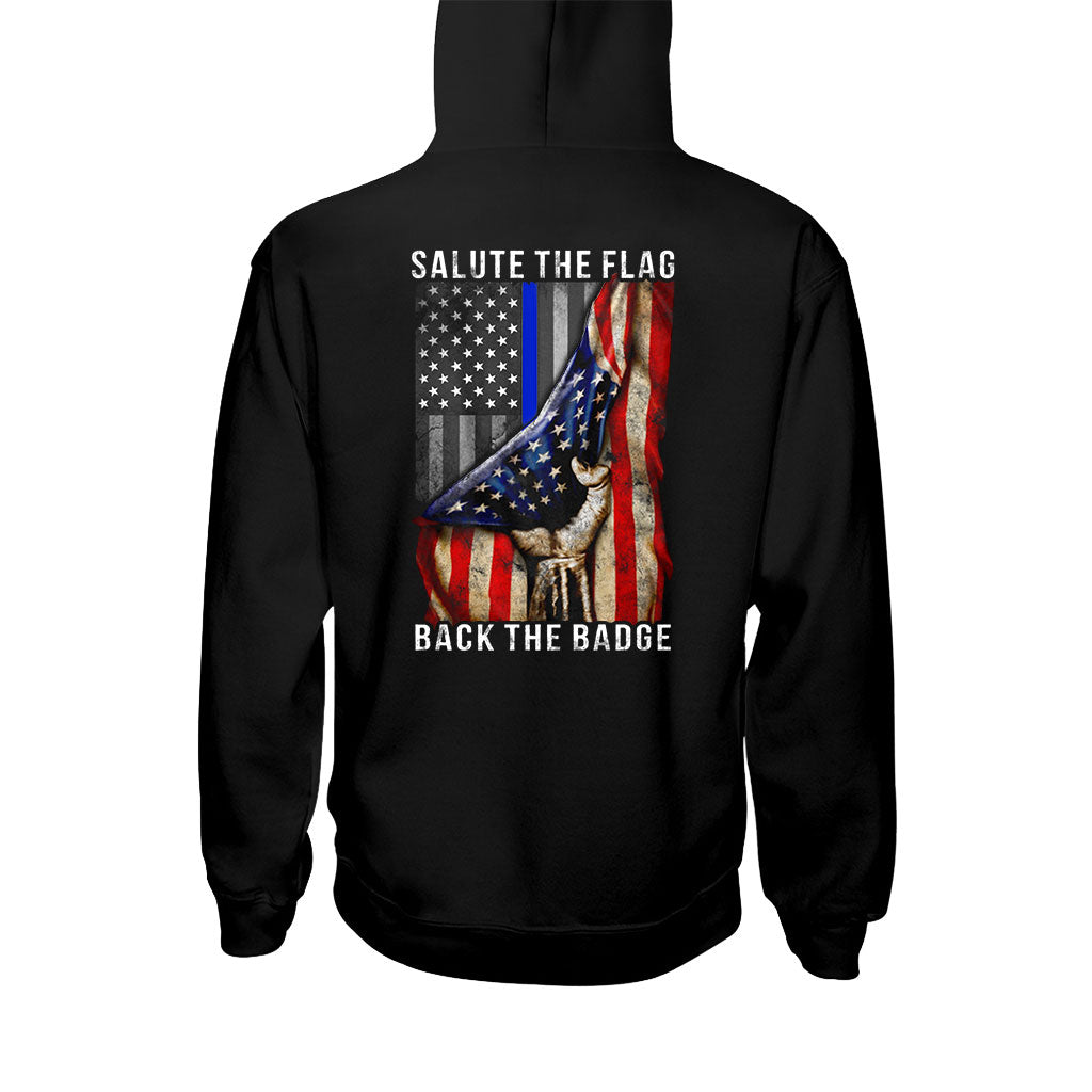 Salute The Flag - Police Officer T-shirt And Hoodie 0621