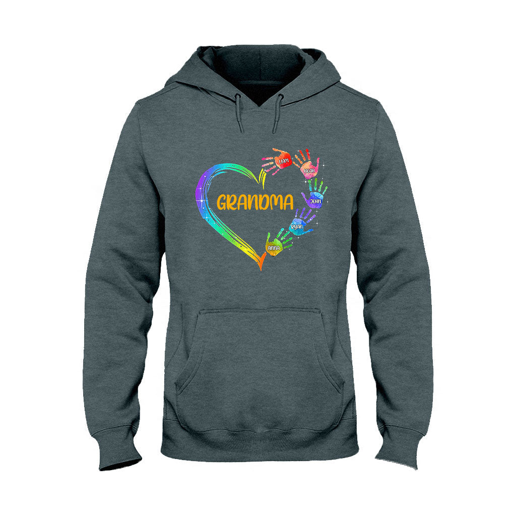 Grandma Heart Prints - Personalized Grandma T-shirt and Hoodie