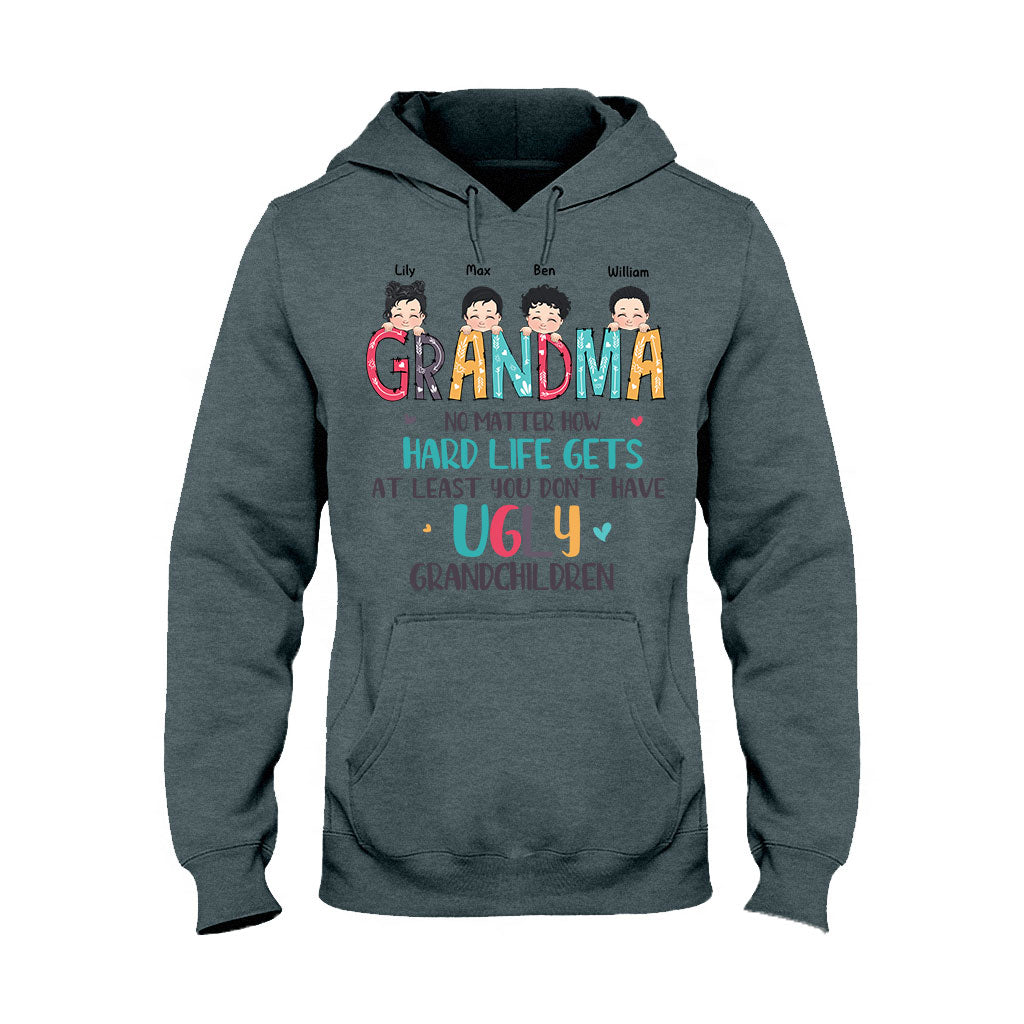 No Matter How Hard Life Gets - Personalized Mother's Day Grandma T-shirt and Hoodie