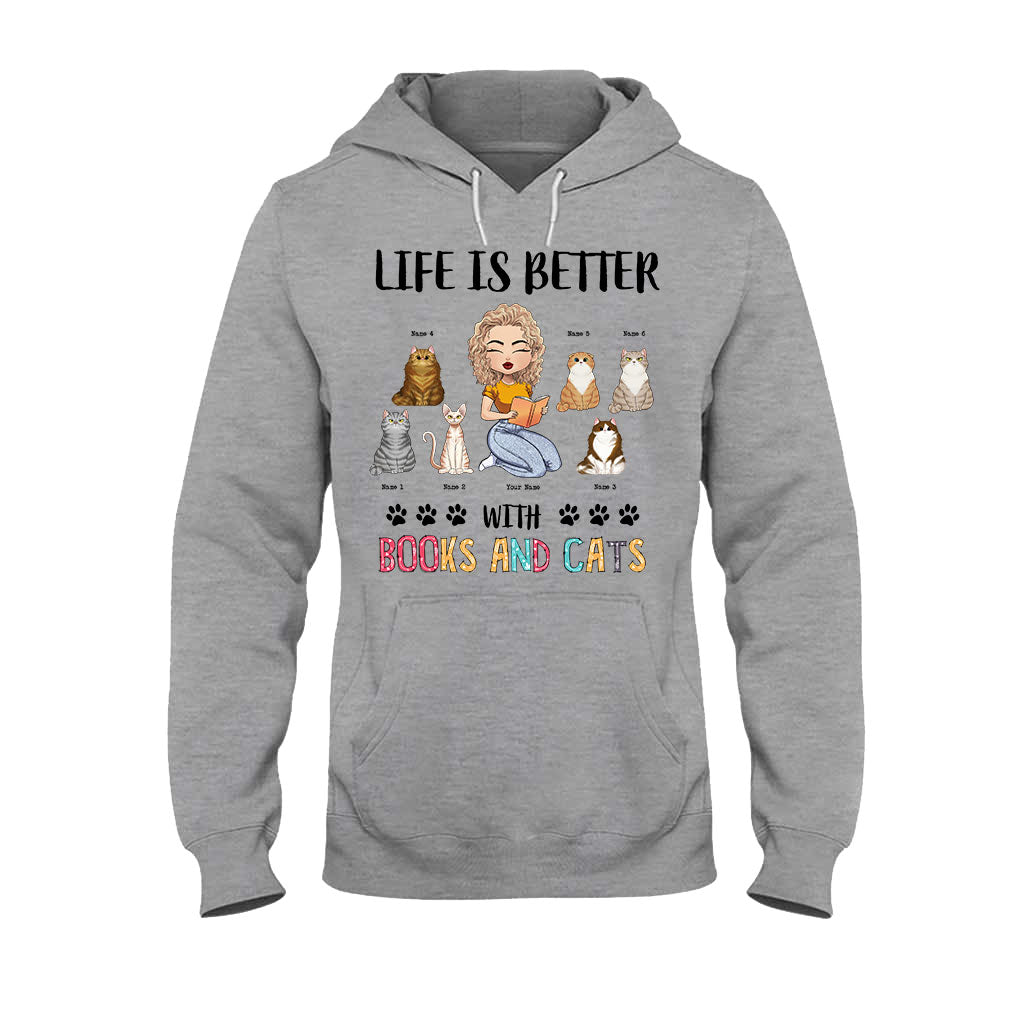 Life Is Better With Books And Cats - Personalized Book T-shirt and Hoodie