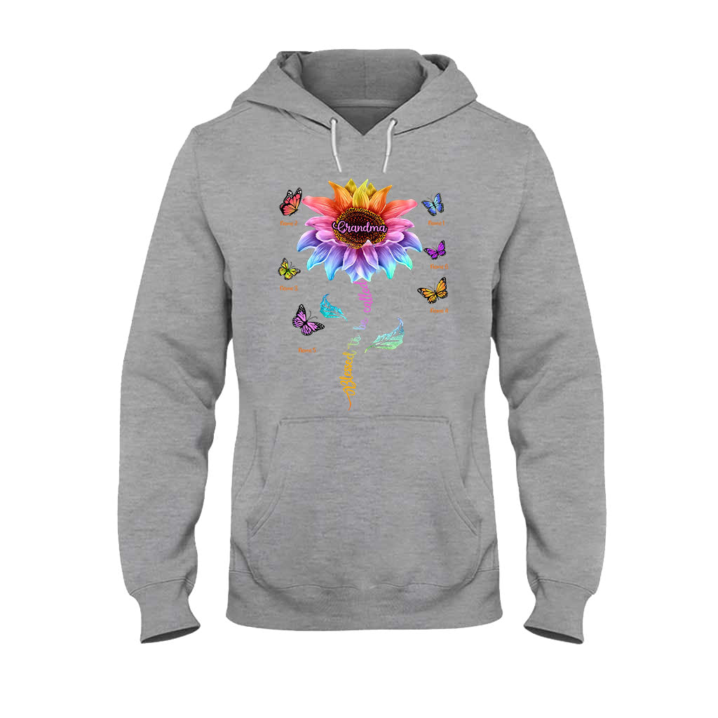 Blessed To Be Called Grandma Colorful Sunflower With Butterflies - Personalized Mother's Day T-shirt and Hoodie