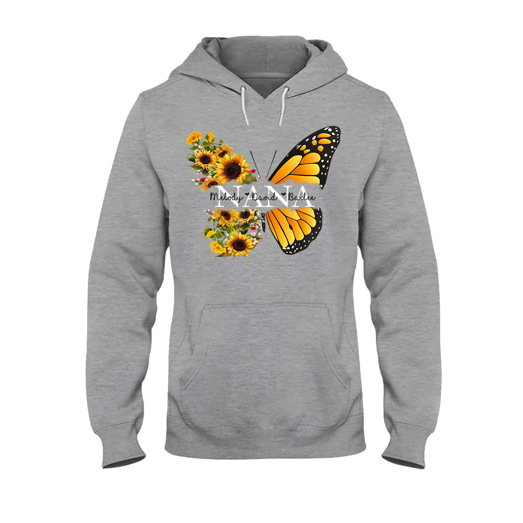 Nana Butterfly Sunflower - Gift for grandma, mom - Personalized T-shirt And Hoodie