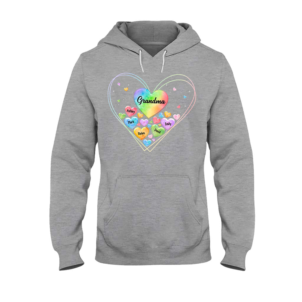 Colorful Heart Of Grandma Mother - Gift for grandma, grandma, mom - Personalized T-shirt And Hoodie