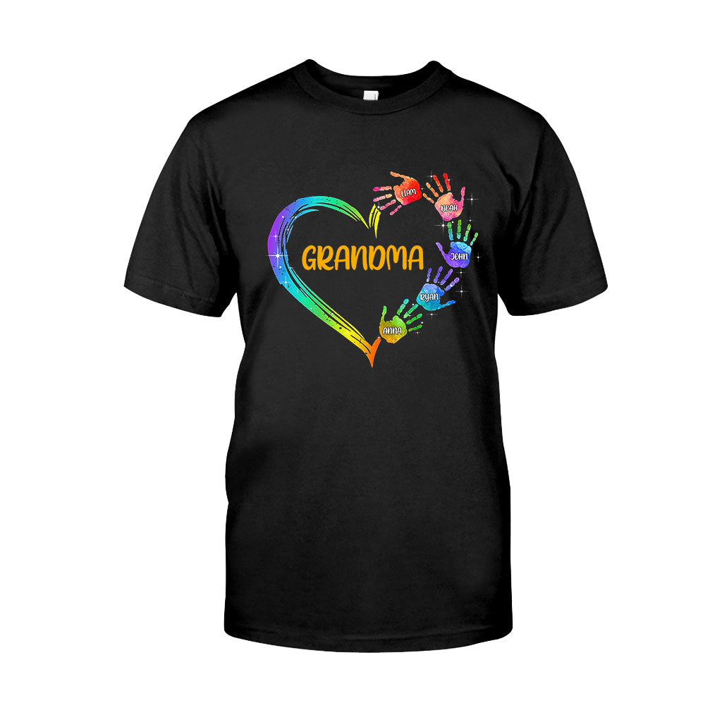 Grandma Heart Prints - Personalized Grandma T-shirt and Hoodie