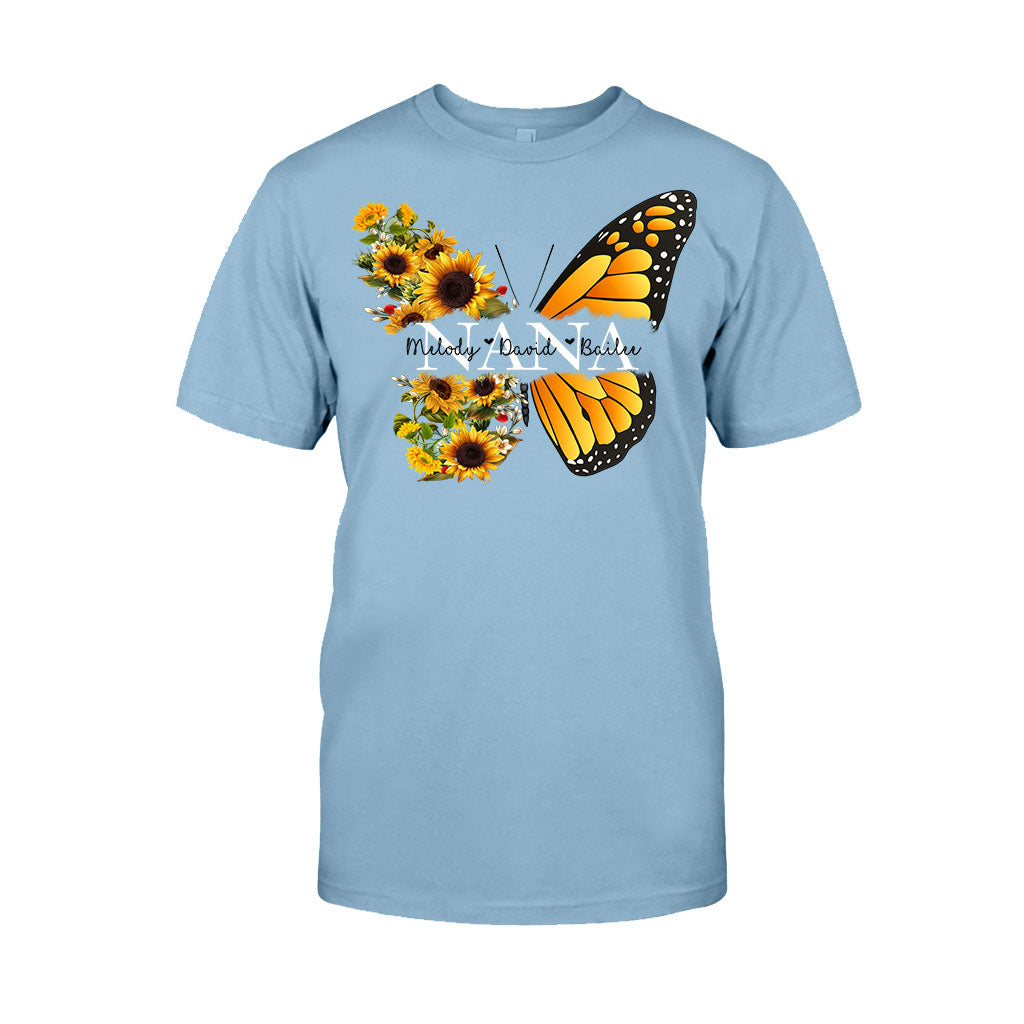 Nana Butterfly Sunflower - Gift for grandma, mom - Personalized T-shirt And Hoodie