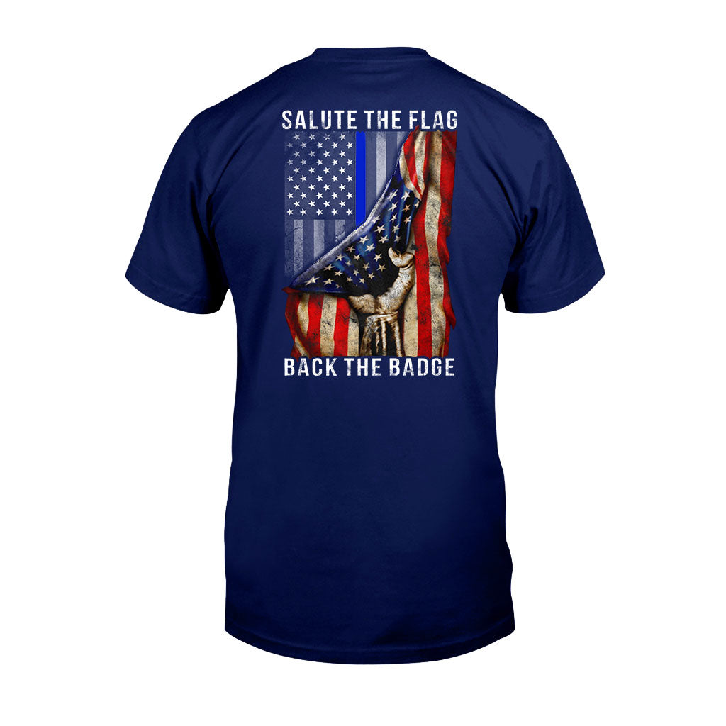 Salute The Flag - Police Officer T-shirt And Hoodie 0621