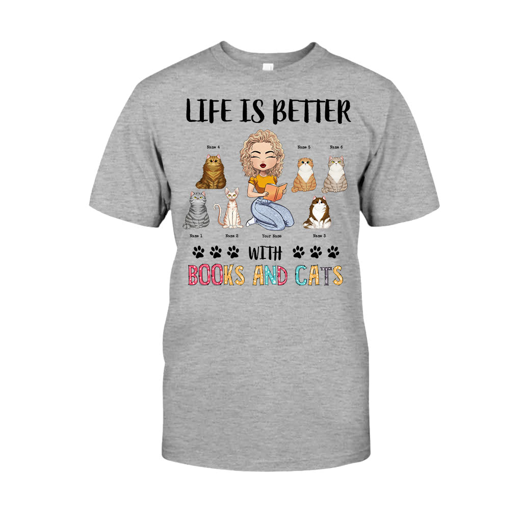 Life Is Better With Books And Cats - Personalized Book T-shirt and Hoodie