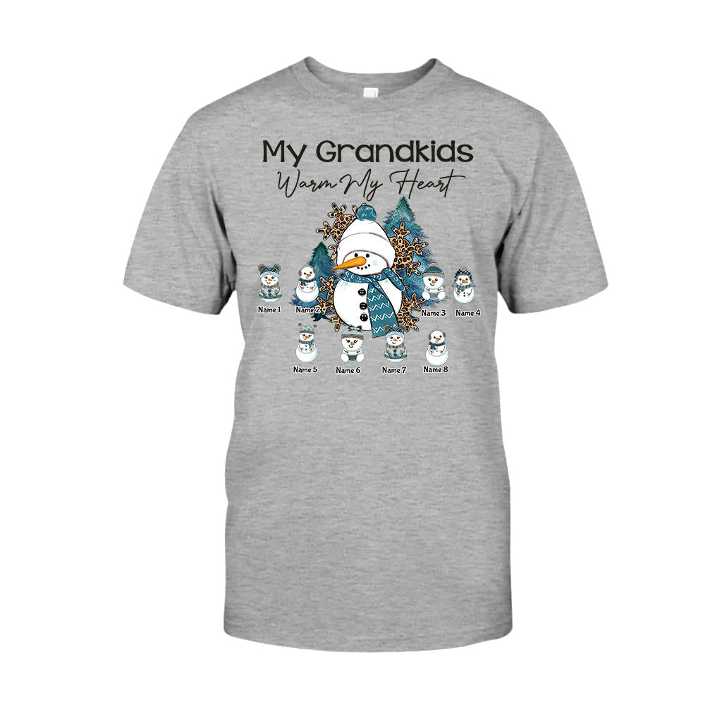 My Grandkids Warm My Heart - Personalized Christmas Grandma T-shirt and Hoodie