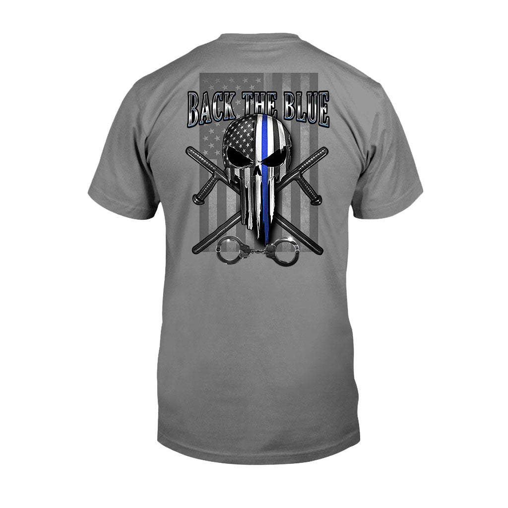 Blue Line Skull - Police Officer T-shirt And Hoodie 0621