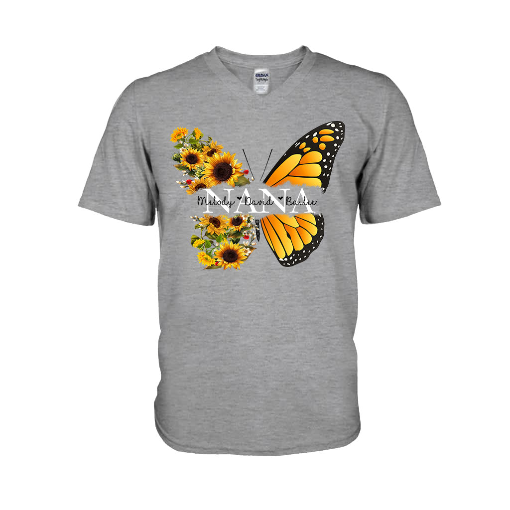 Nana Butterfly Sunflower - Gift for grandma, mom - Personalized T-shirt And Hoodie