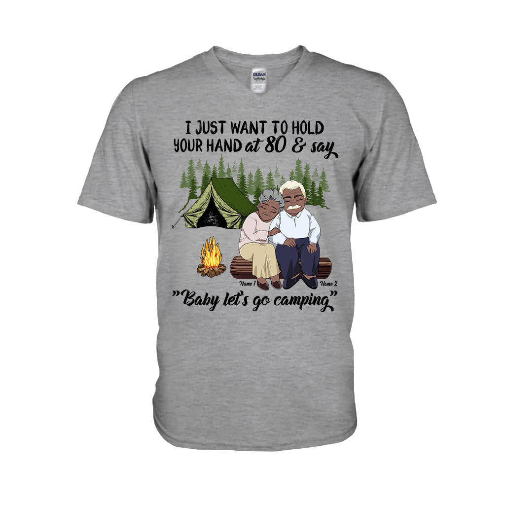 I Just Want To Hold Your Hand Camping Old Couple - Personalized Camping T-shirt and Hoodie