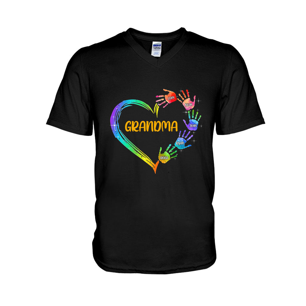 Grandma Heart Prints - Personalized Grandma T-shirt and Hoodie