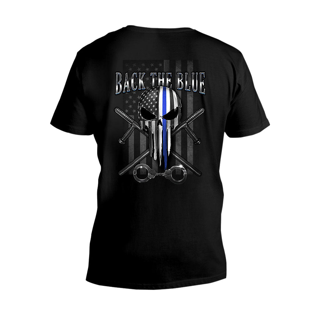 Blue Line Skull - Police Officer T-shirt And Hoodie 0621