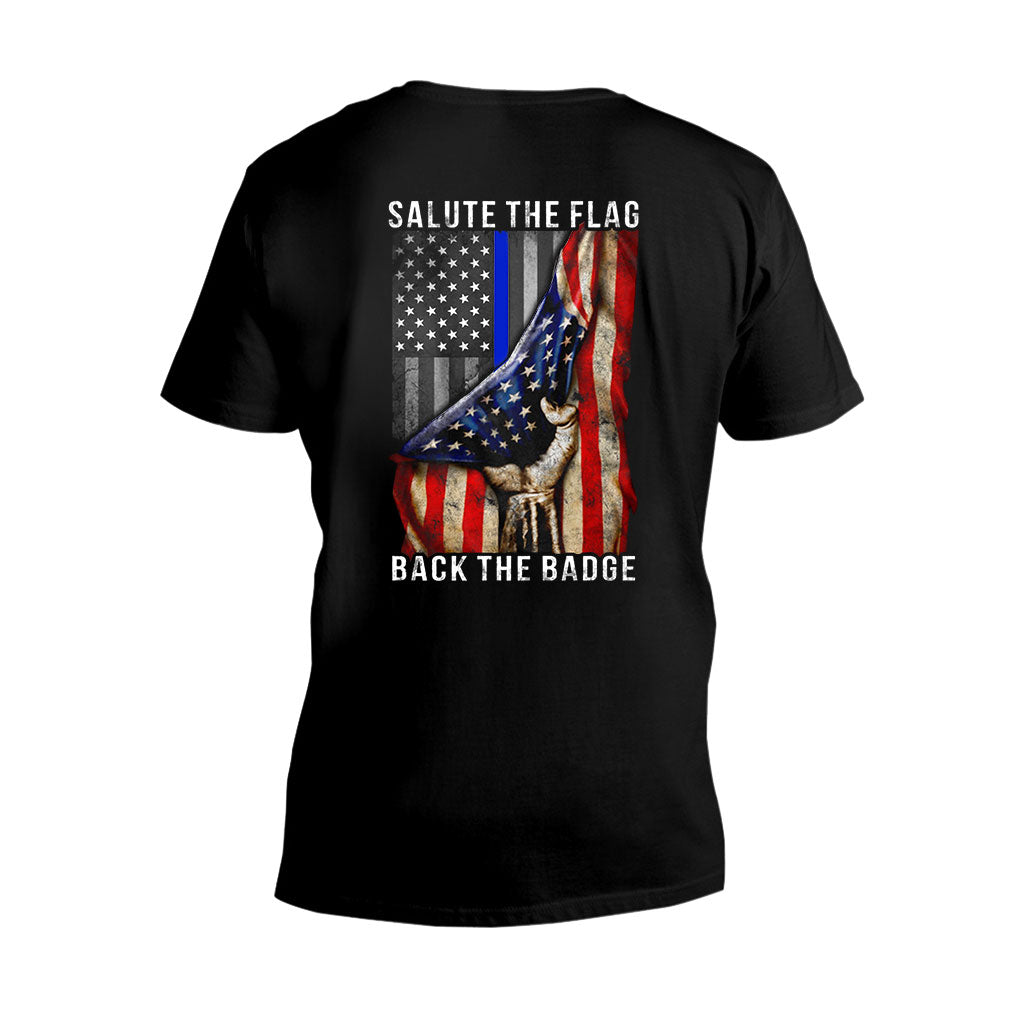 Salute The Flag - Police Officer T-shirt And Hoodie 0621