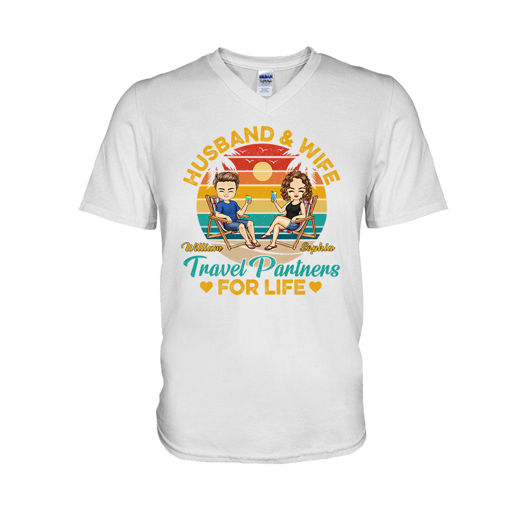 Husband And Wife Travel Partners - Personalized Couple T-shirt and Hoodie