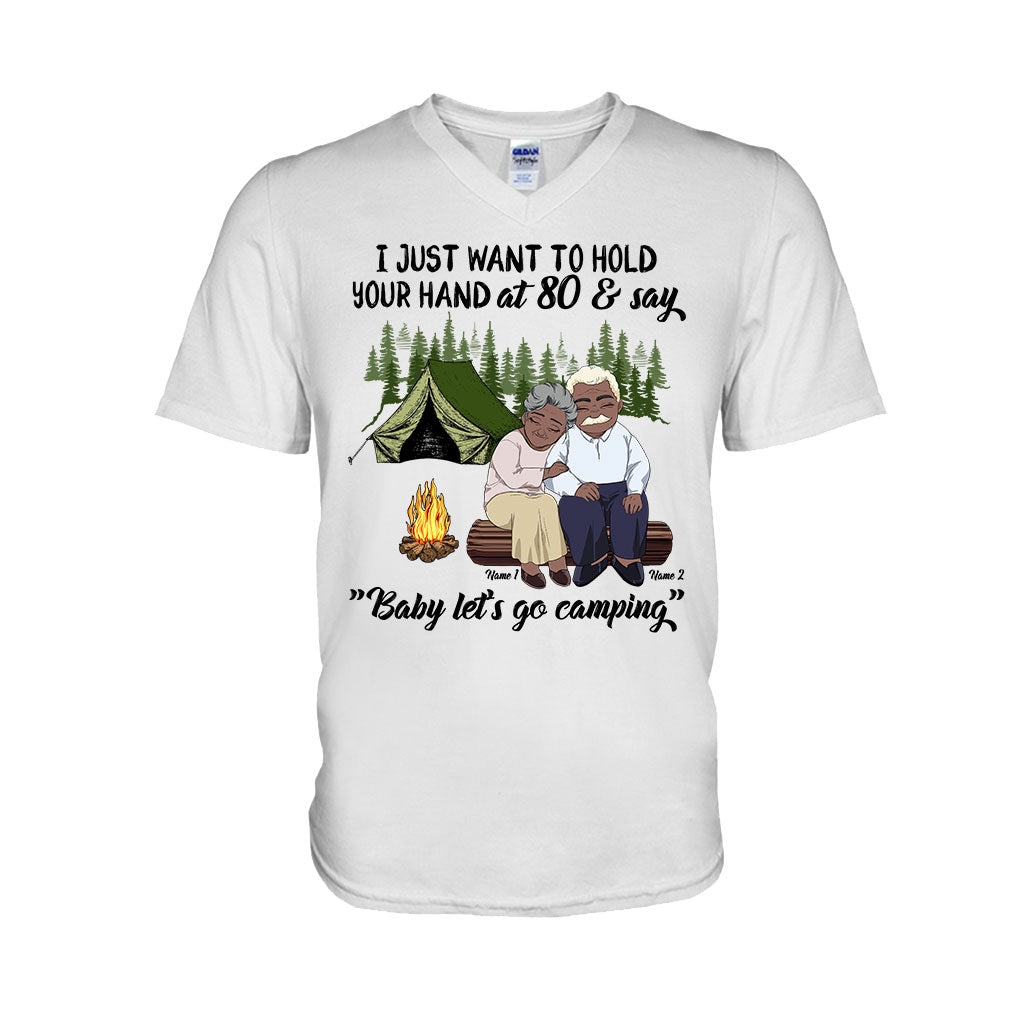 I Just Want To Hold Your Hand Camping Old Couple - Personalized Camping T-shirt and Hoodie