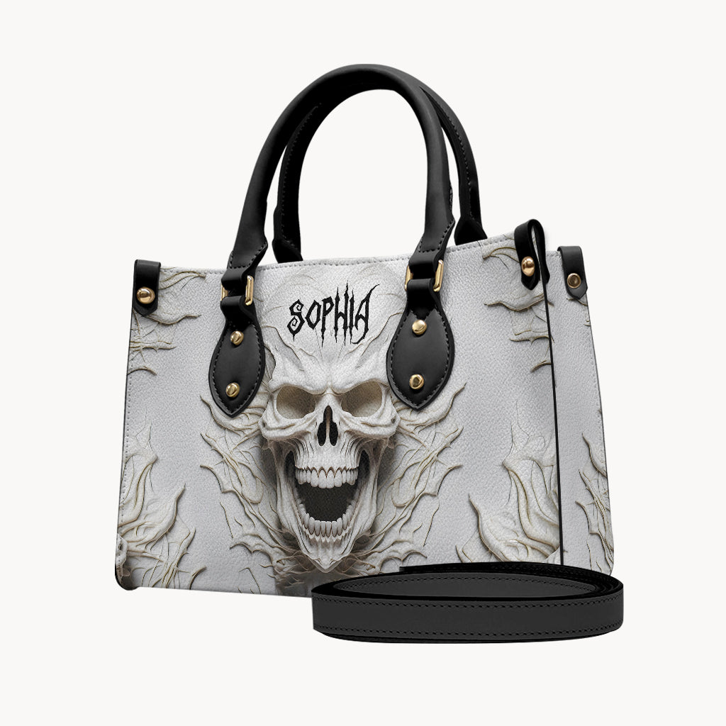 Beautiful White Skeleton - Personalized Skull Leather Handbag