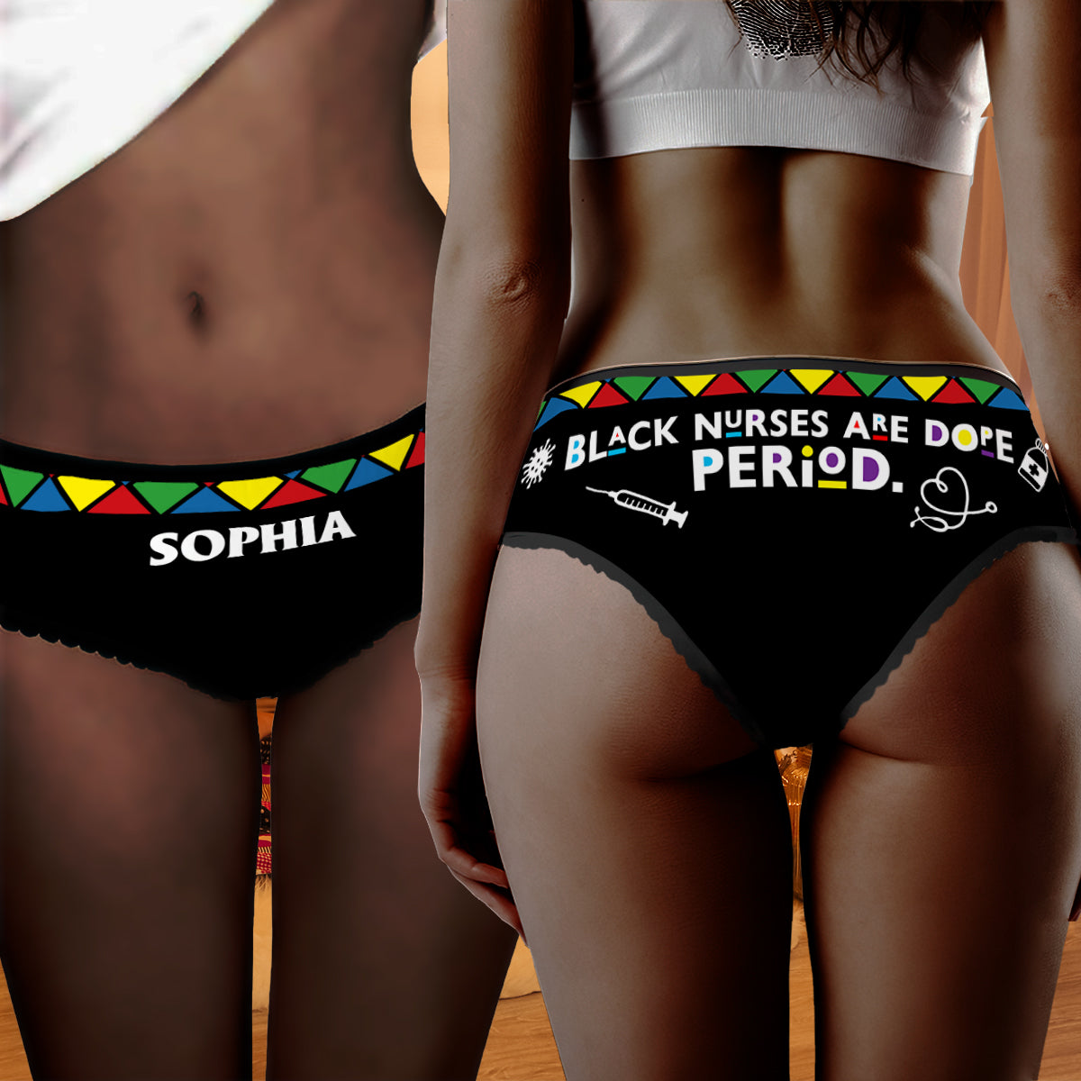 Black Nurse Are Dope Period - Personalized African American Lace Border Women Briefs