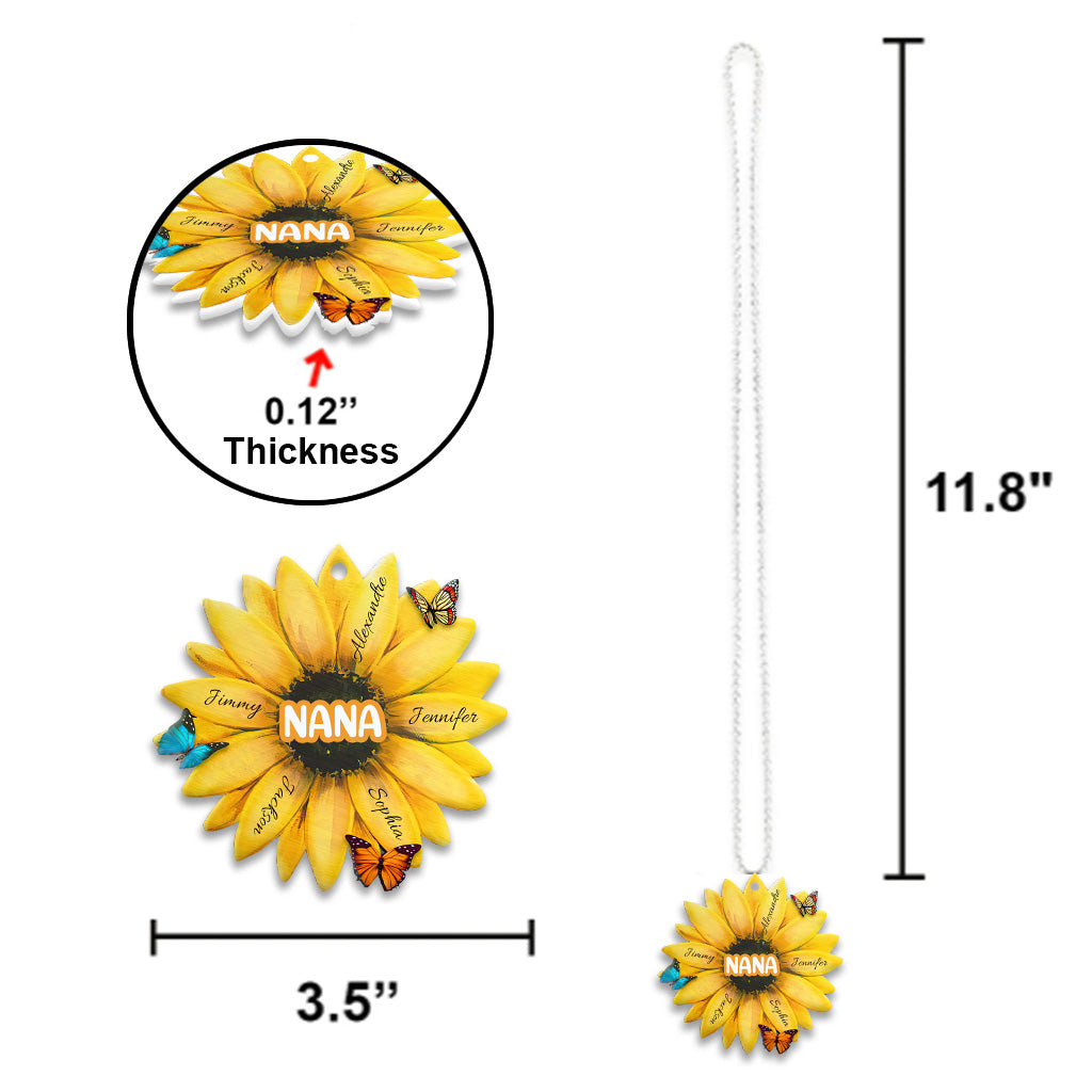 Sunflower WIth Any Title & Any Kid's Name - Personalized Grandma Car Ornament